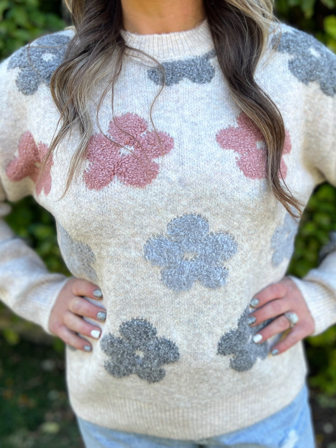 Puff Flower Super Soft Comfy Sweater Top | gussieduponline