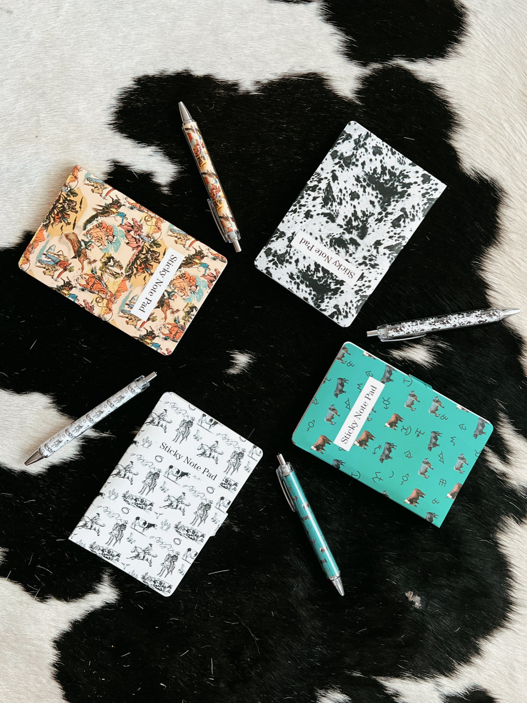 Western Style Sticky Note Pad And Pen Set - 4 Designs | gussieduponline