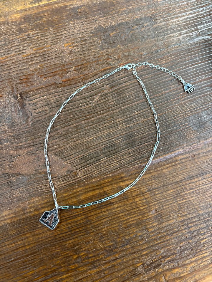 Western Etched Initial Necklace