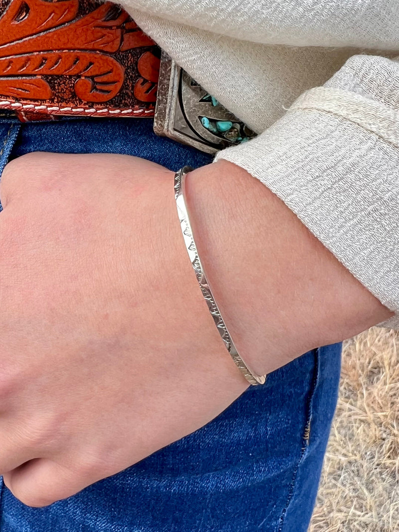 Native American, simple, Genuine Sterling Silver, stamped, cuff bracelet. Small Business. Get Gussied Up
