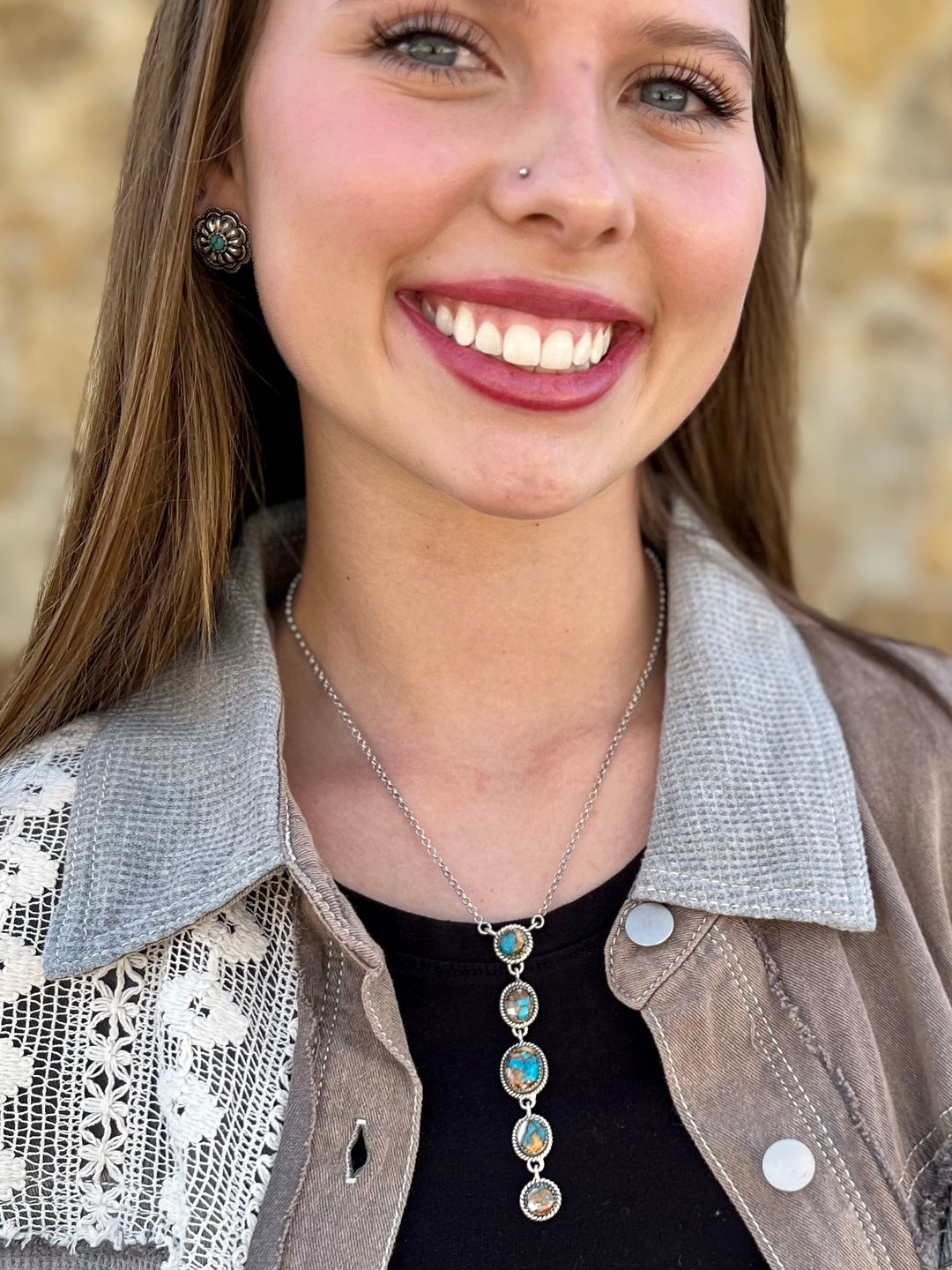 Eleanor Dumont Navajo Handcrafted Sterling Necklace | gussieduponline