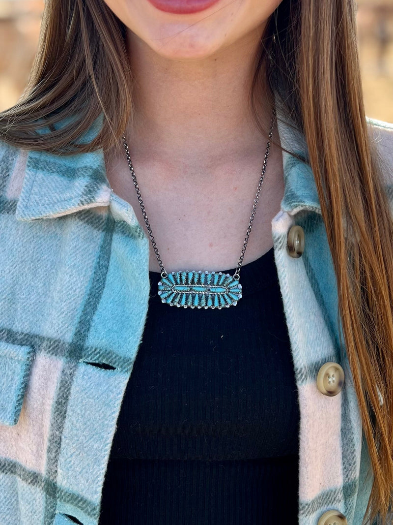 Lake Tahoe Navajo Handcrafted Sterling Necklace