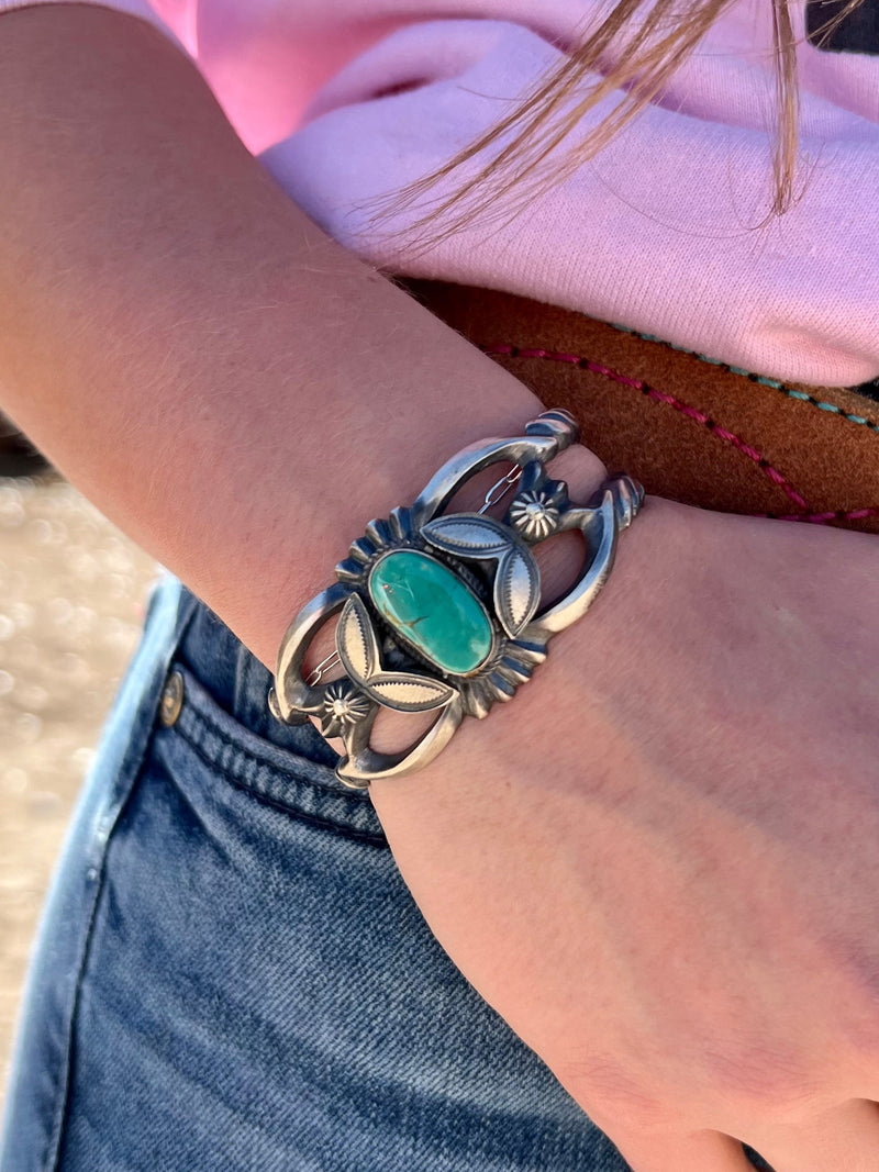 Bly Sterling Silver Navajo Turquoise Cuff Bracelet