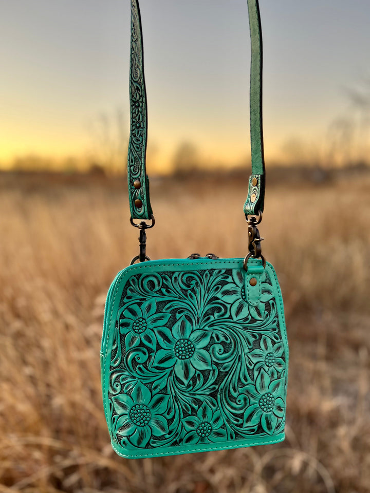 Darling Gardens of Turquoise Crossbody | gussieduponline
