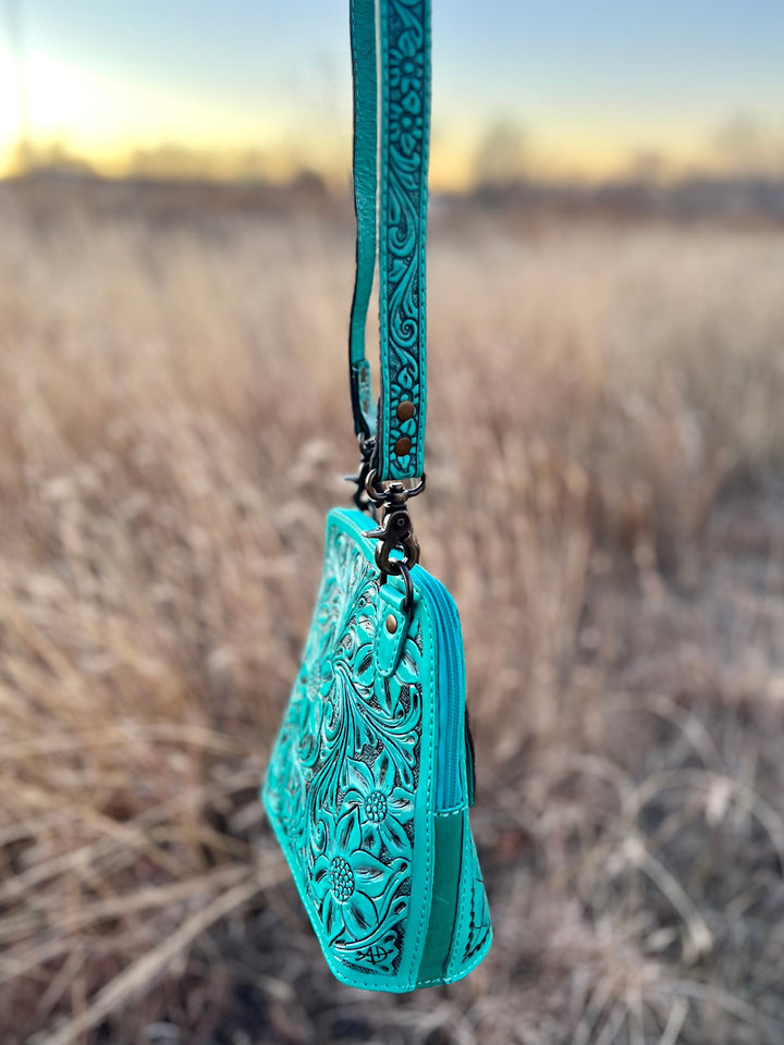 Darling Gardens of Turquoise Crossbody | gussieduponline