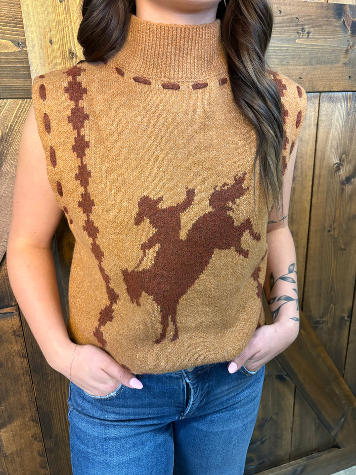 L&B Camel Brown Knit Sleeveless Sweater Vest