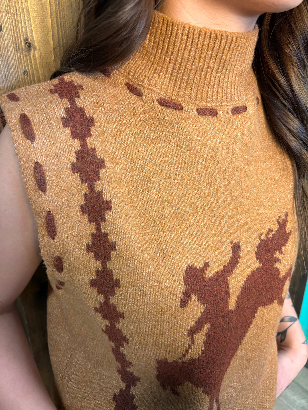 L&B Camel Brown Knit Sleeveless Sweater Vest
