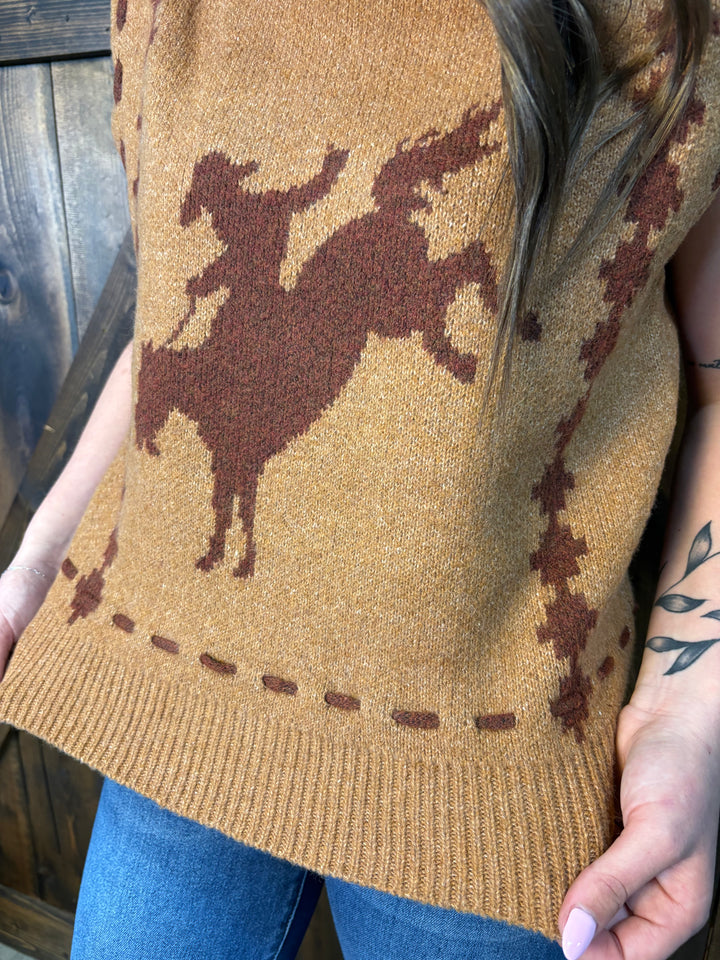 L&B Camel Brown Knit Sleeveless Sweater Vest