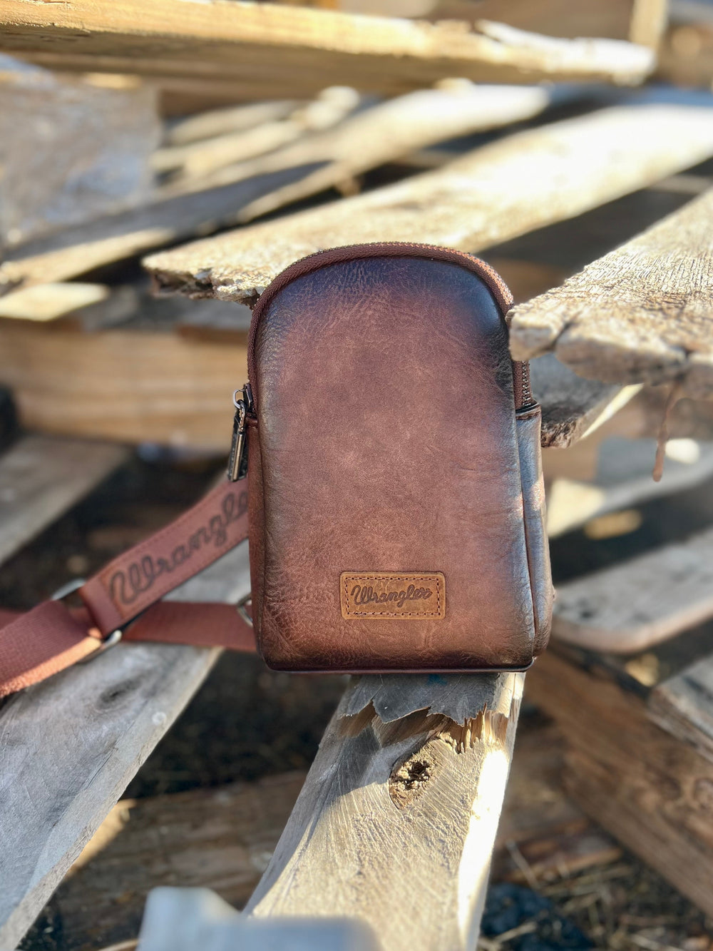 The Original Wrangler Brown Sling Back Crossbody Bag | gussieduponline