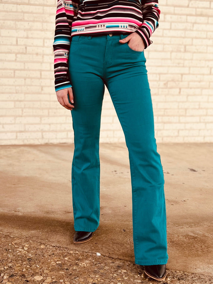 Walking West Denim Teal Long | gussieduponline