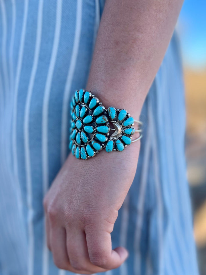 Tala Navajo Turquoise Sterling Silver Cuff Bracelet | gussieduponline