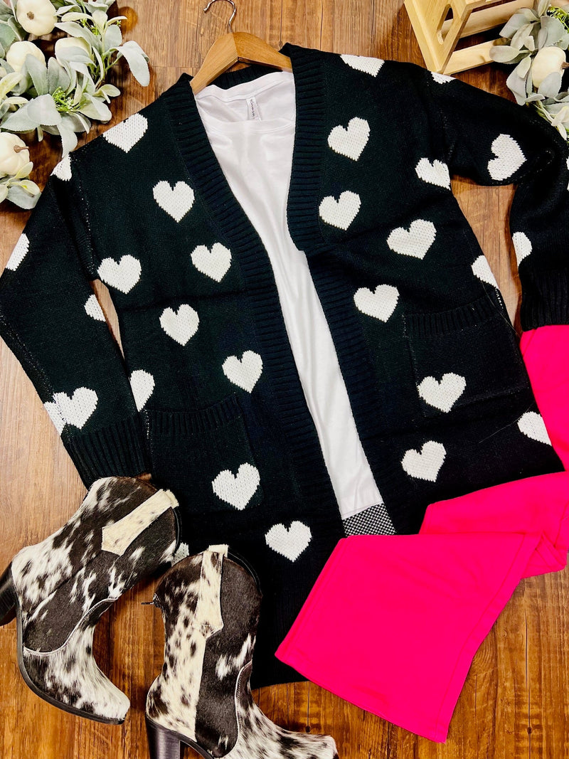 Valentines Day, Cardigan, long sleeve, Super Comfy. Get Gussied Up. Boutique. Small Business. Woman owned business