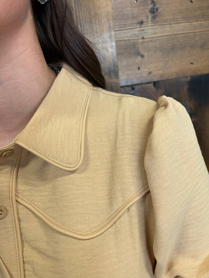 L&B Puff Sleeve Western Tier Piping Yoke Dress - 3 Colors