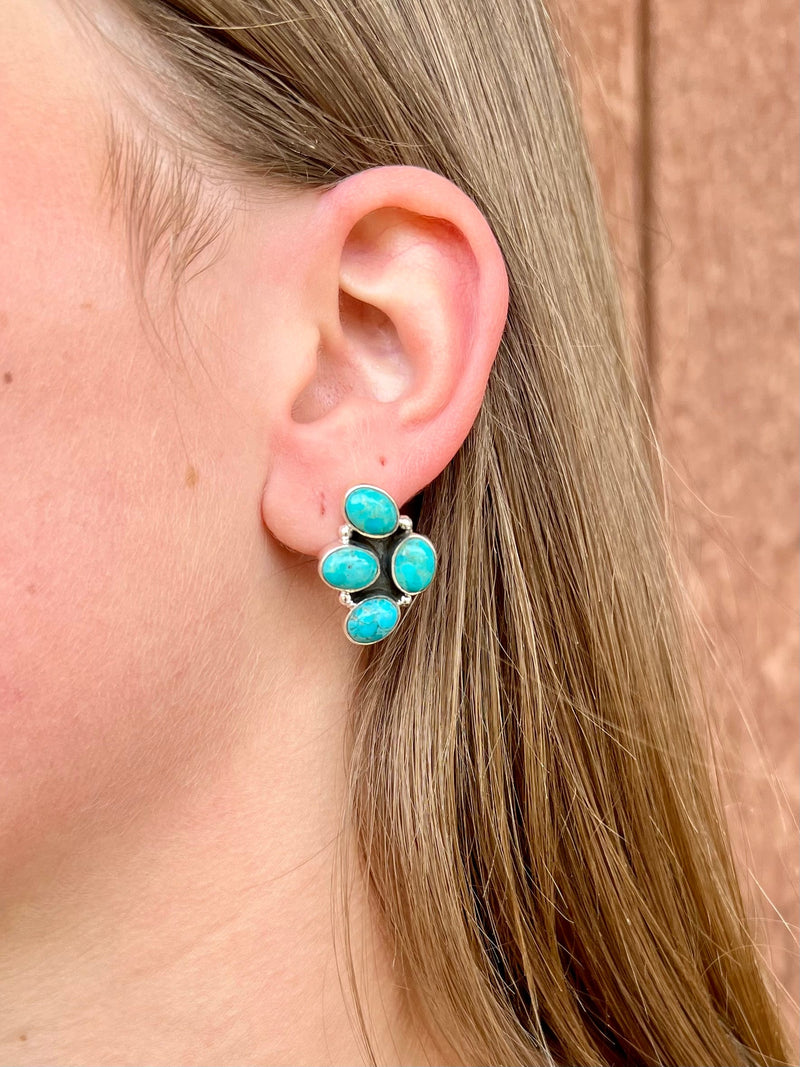 Genuine sterling silver earrings and authentic turquoise stones. Handmade by a Native of the Navajo tribes. High quality and long lasting.