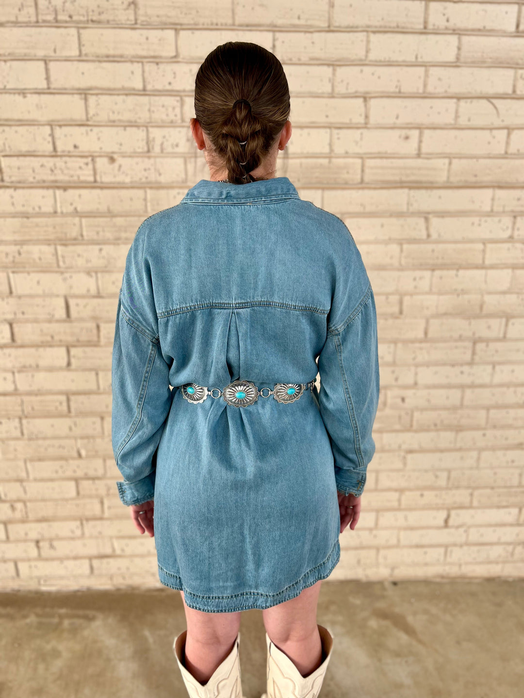 denim dress for rodeo Buckle Bunny Denim Dress Claim Clothing