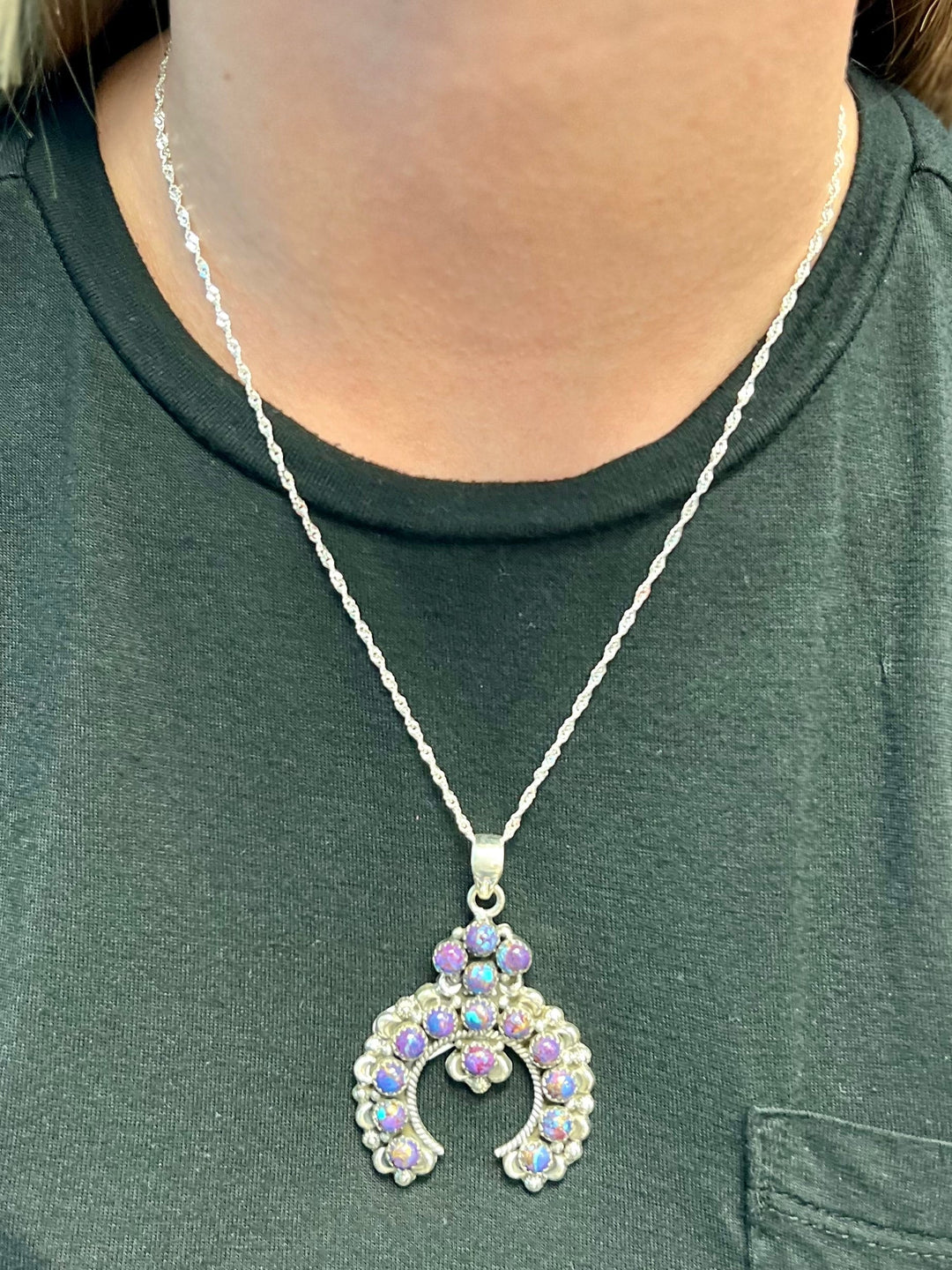 Under The Purple Clouds Navajo Sterling Silver Necklace | gussieduponline