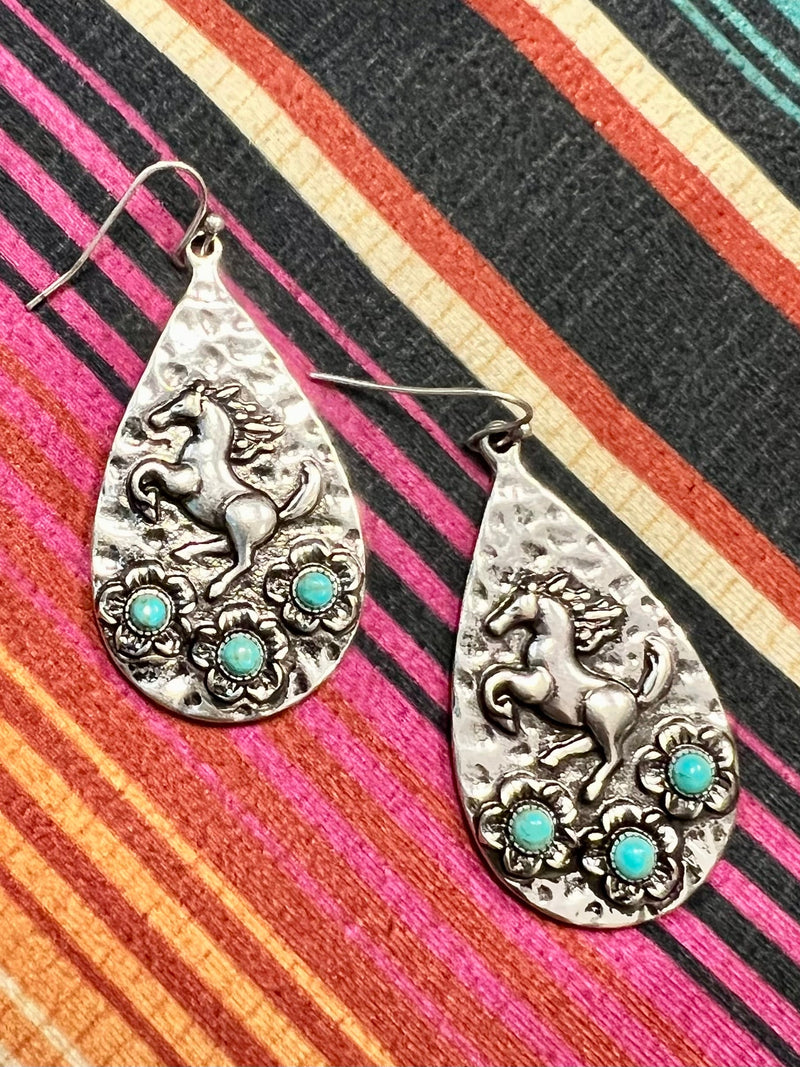 Galloping In Turquoise Earrings