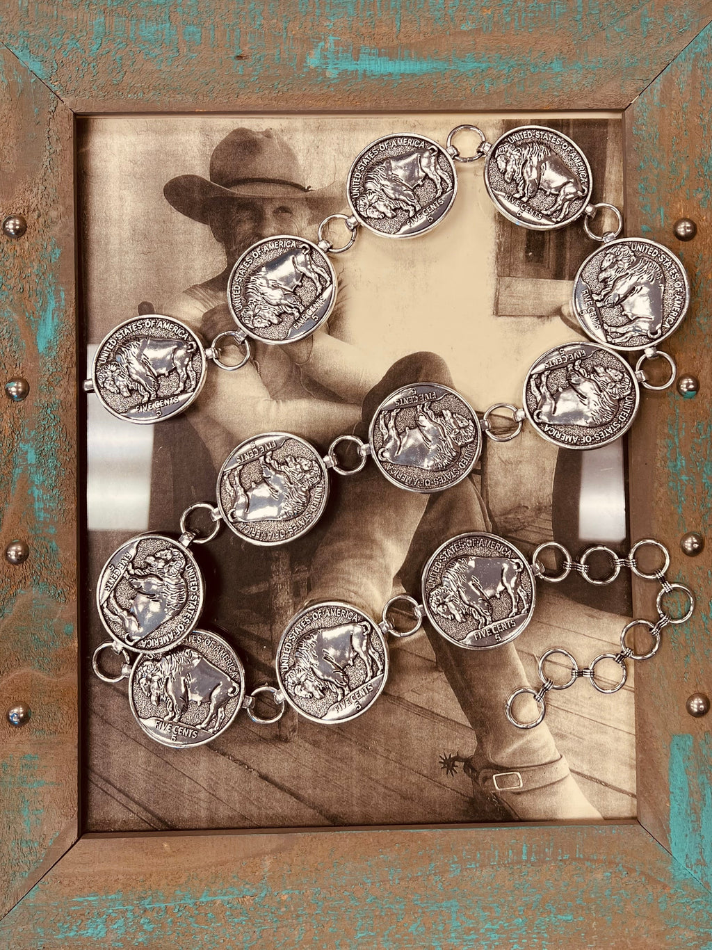  Buffalo Nickel, Concho, Belt, Silver, Western. Get Gussied Up. Small Business. Woman Owned Boutique. 