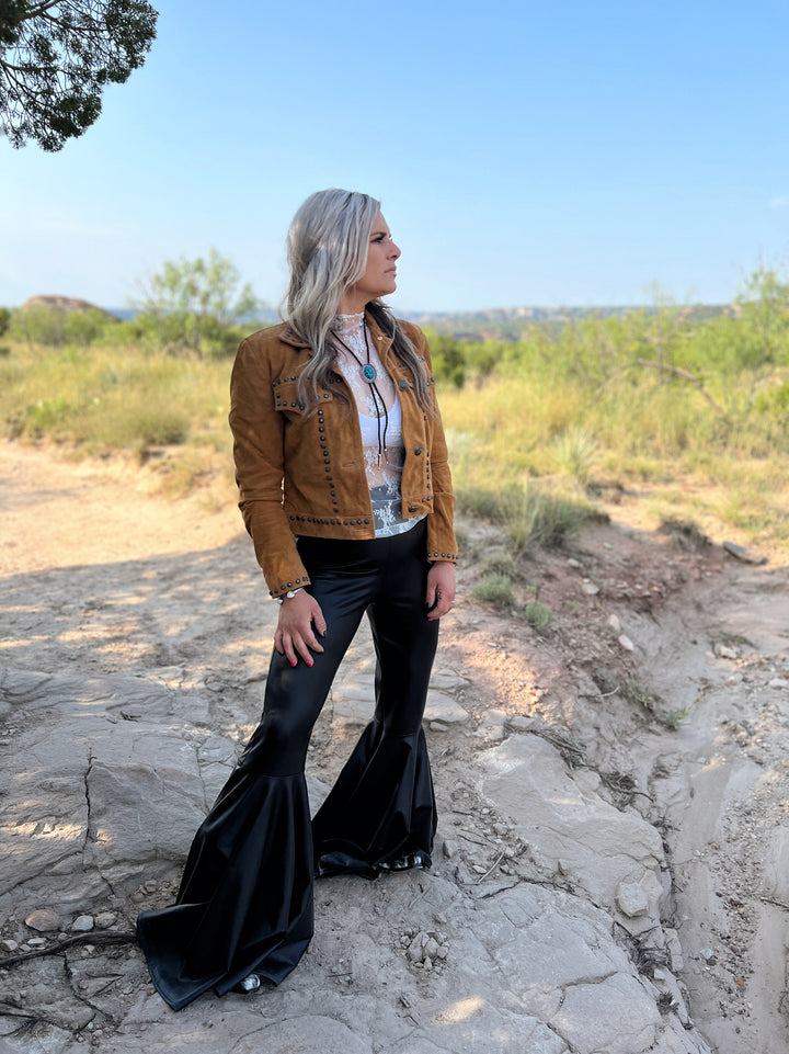 It's Getting Dangerous Studded Leather Jacket - Mustard | gussieduponline