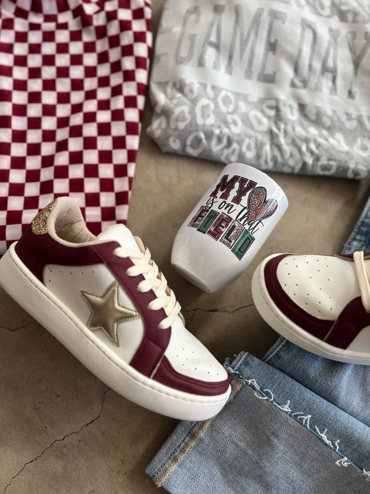 Burgundy Game Day Sneakers | gussieduponline