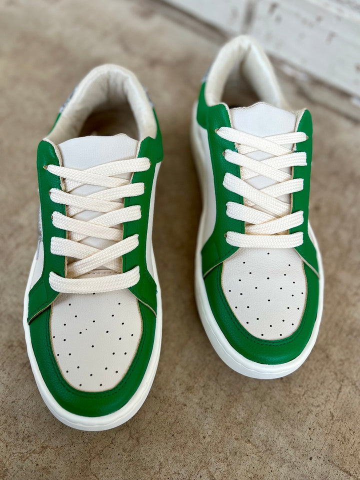 Green & Silver Game Day Sneakers | gussieduponline