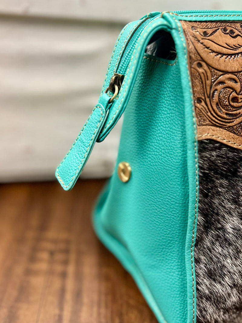 Tylersburg Hand Tooled Turquoise Handbag