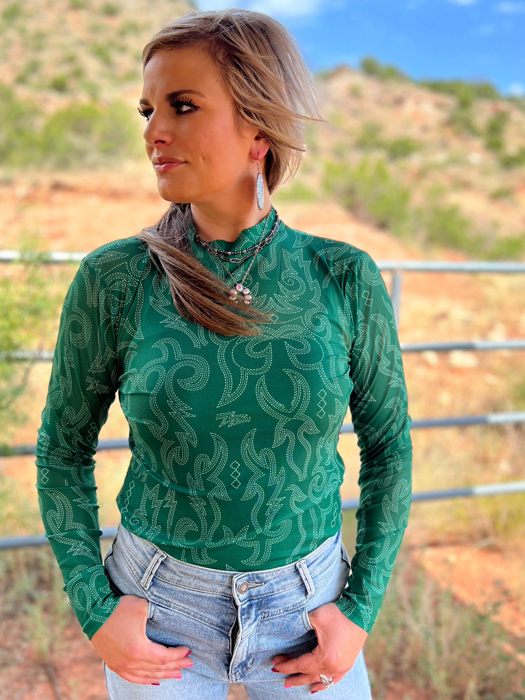 Bonfire Nights Green Mesh Top | gussieduponline