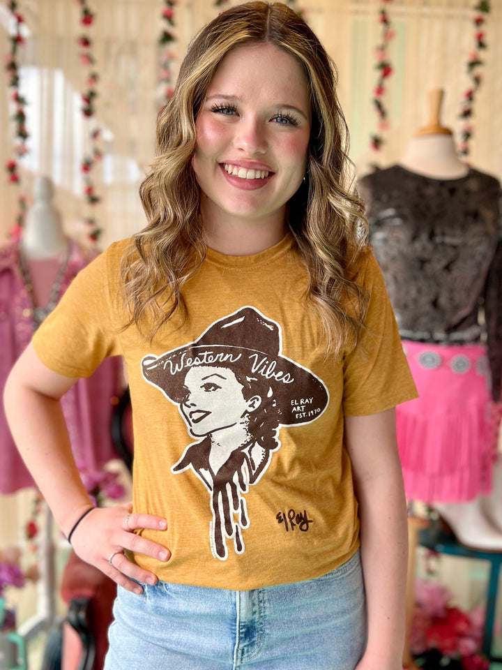 Mustard Western Vibes Tee | gussieduponline