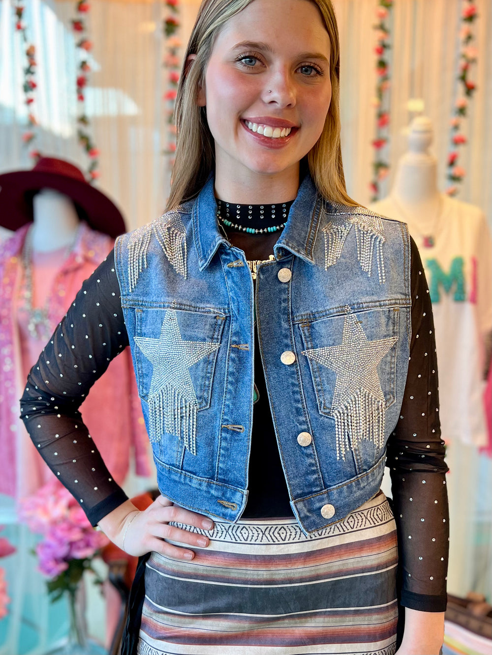 Reach For The Stars Denim Vest | gussieduponline