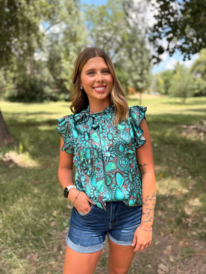 Sterling Kreek Wild Charm Turquoise Top