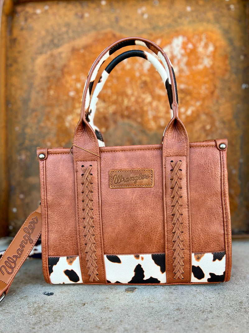 bag, small, brown leather, cow print. Get Gussied Up. Small Business. Woman Owned Boutique