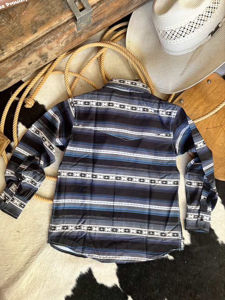 Cowboy Hardware Youth Striped Aztec Button Up | gussieduponline