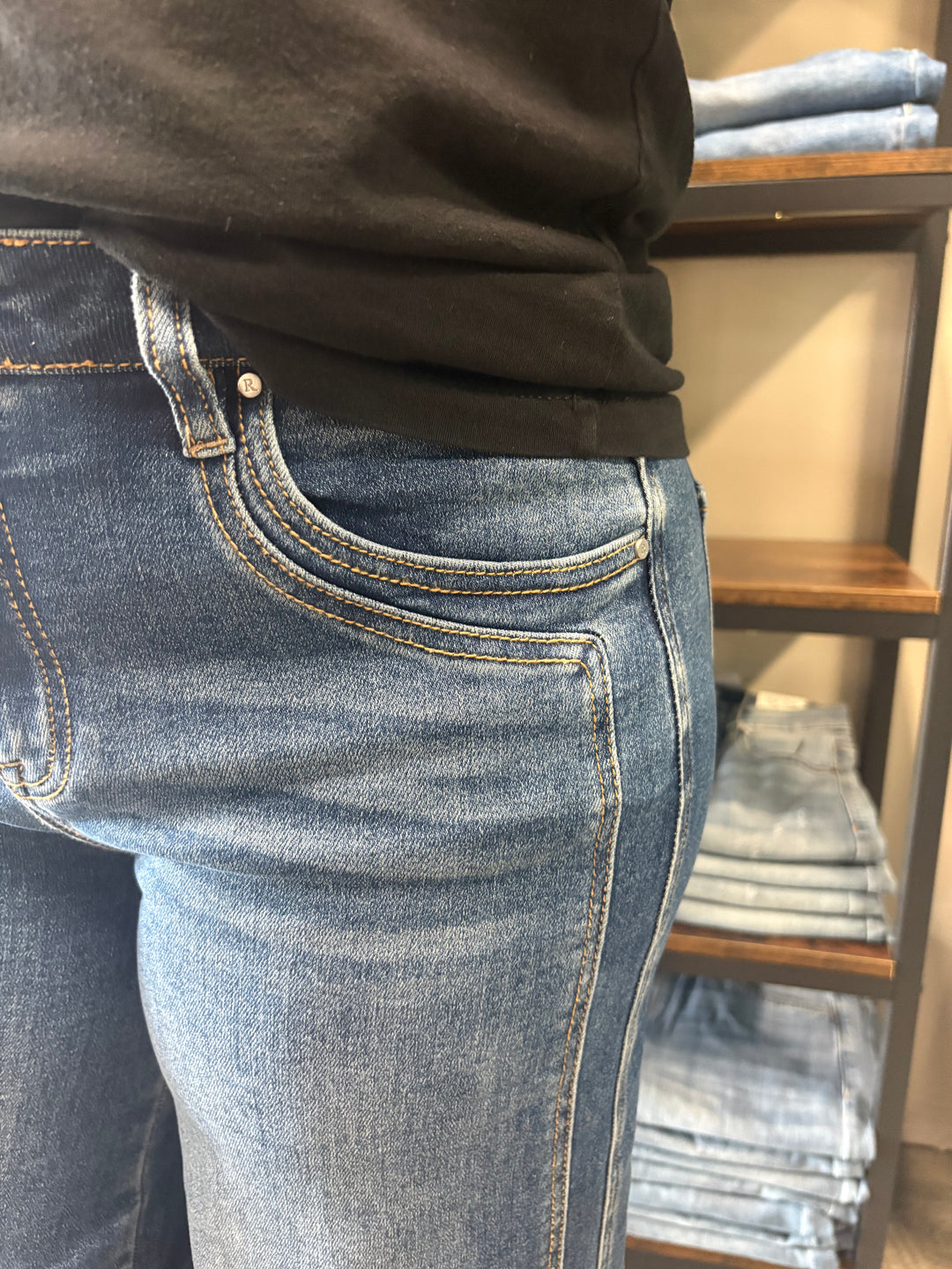 Risen High Rise Wide Leg Cuffed Jeans