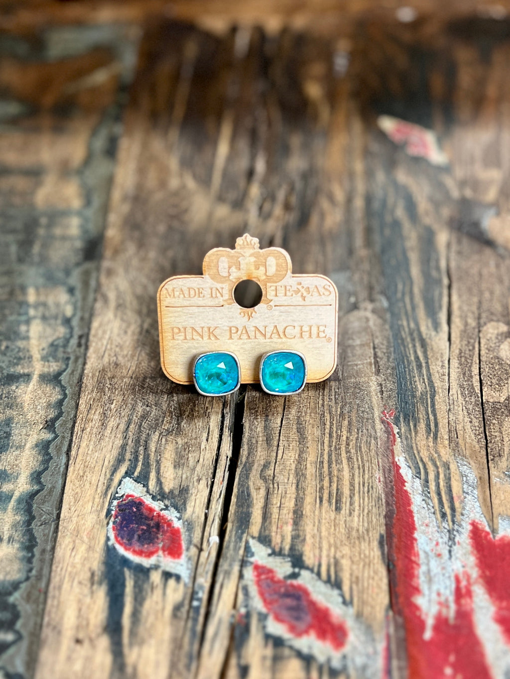 Blue rhinestone square cut earrings. Vibrant blue sparkle earrings. Turquoise rhinestone stud back earrings. Western jewelry.  Women's western wear. Women's trending jewelry. Western boutique. Online boutique. Small business. 
