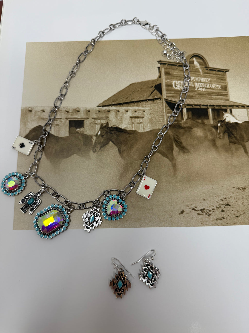 Western Multiple Stone Charm Necklace
