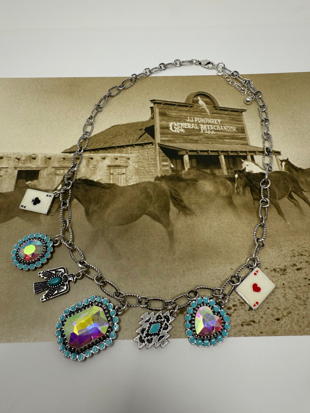 Western Multiple Stone Charm Necklace