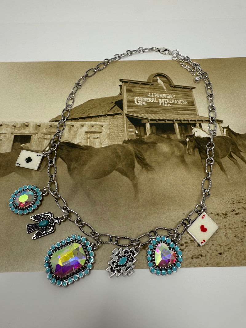 Western Multiple Stone Charm Necklace