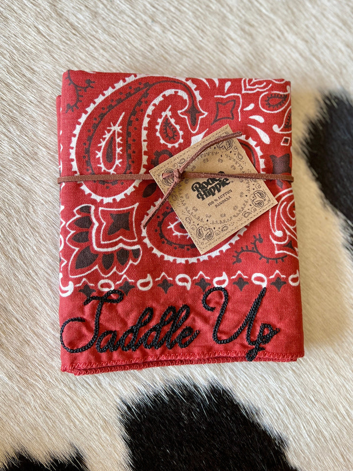 Saddle Up Embroidered Bandana | gussieduponline