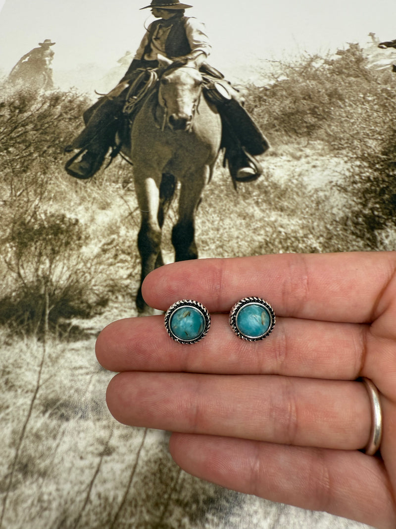 Western Hand Stone Post Earrings