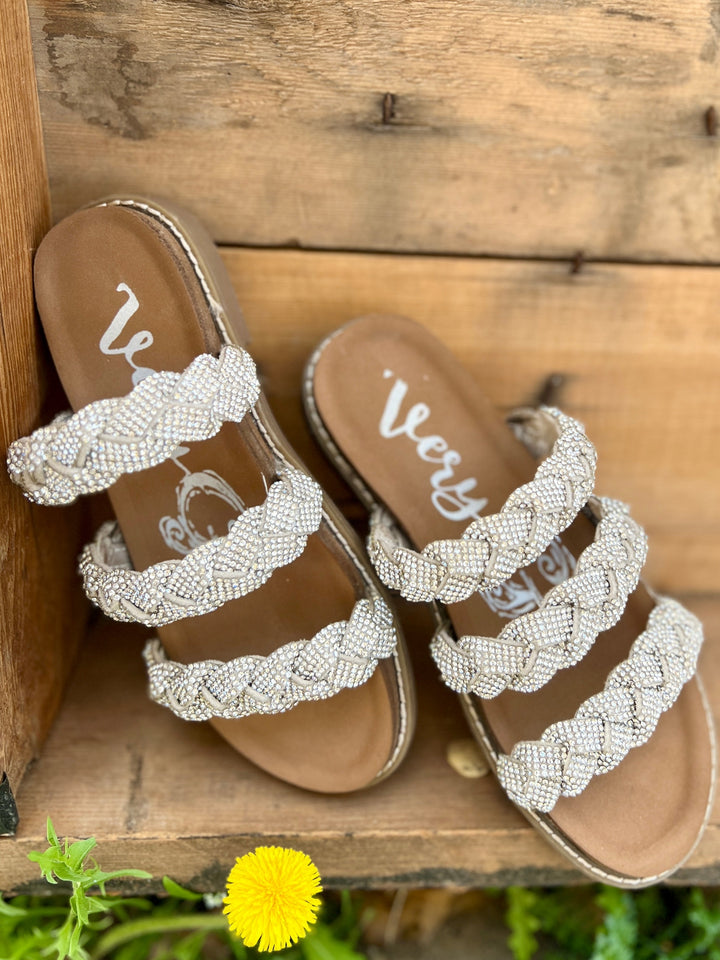 Luxurious Silver Braided Sandals | gussieduponline