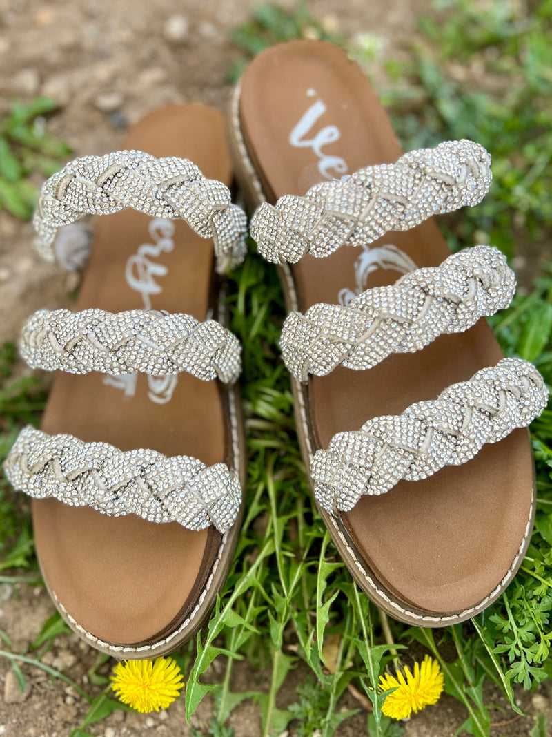 Luxurious Silver Braided Sandals | gussieduponline