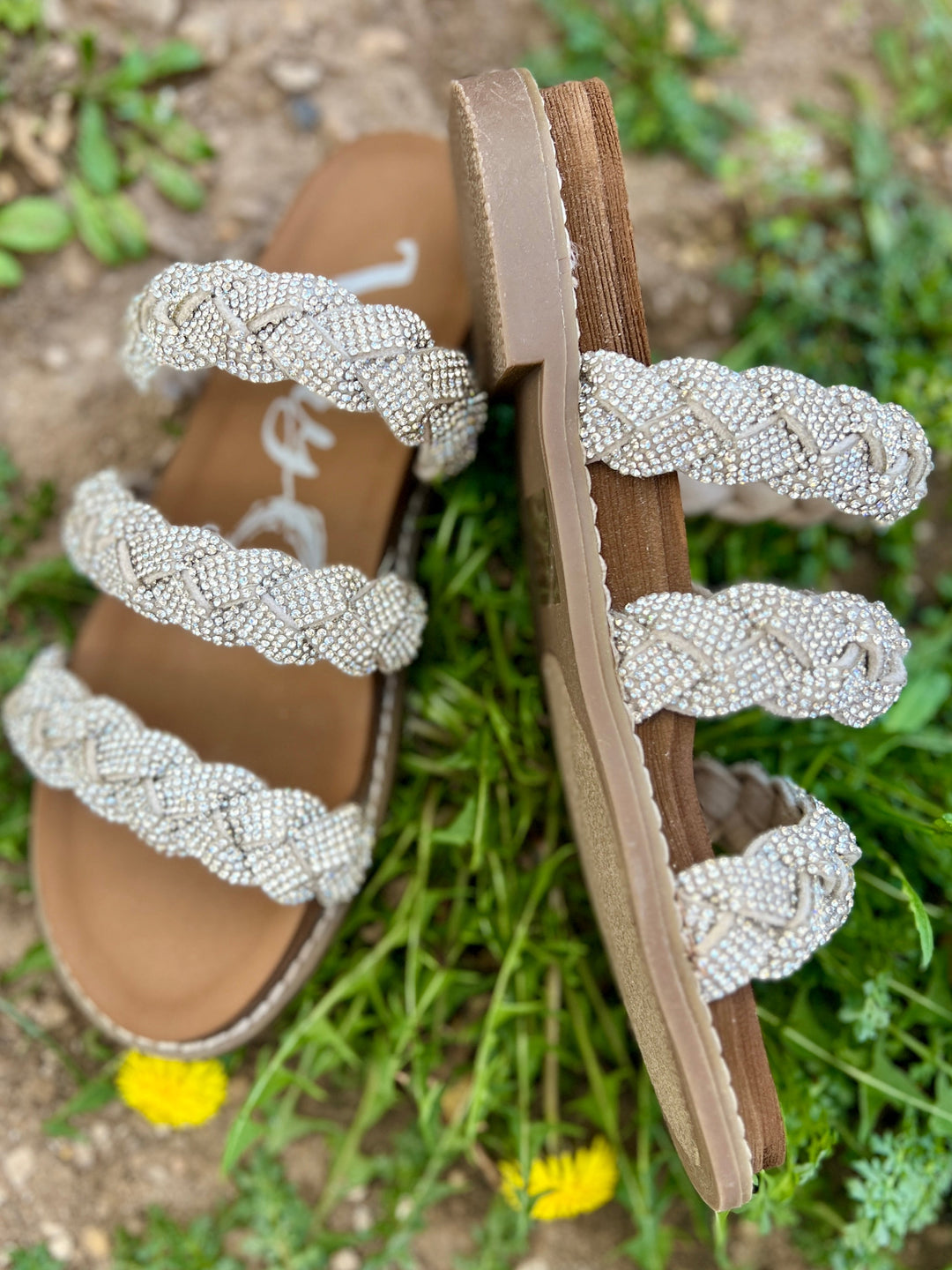 Luxurious Silver Braided Sandals | gussieduponline