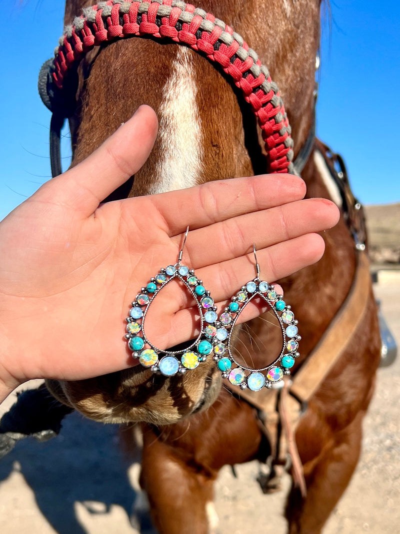 Teardrop Ranch Rhinestone Earrings- 4 Color Choices