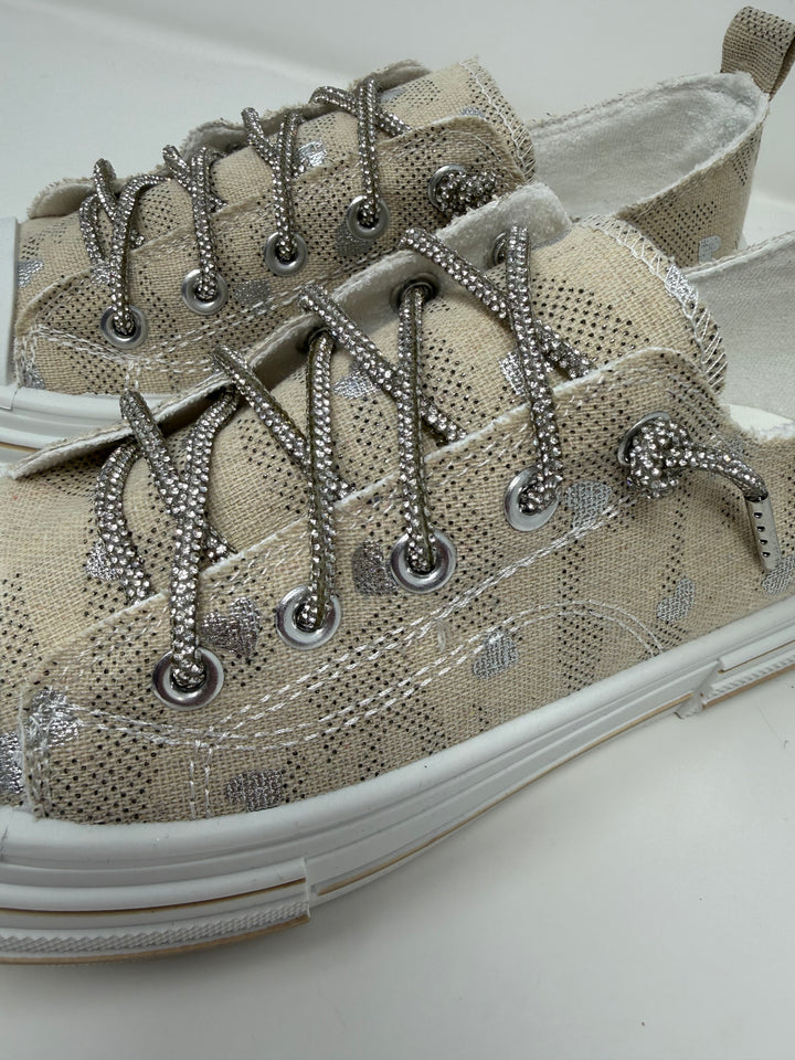 Aman Natural & Silver Heart Sneakers