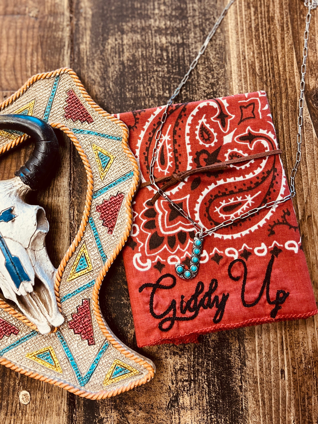 Turquoise Stones Letter Necklace | gussieduponline