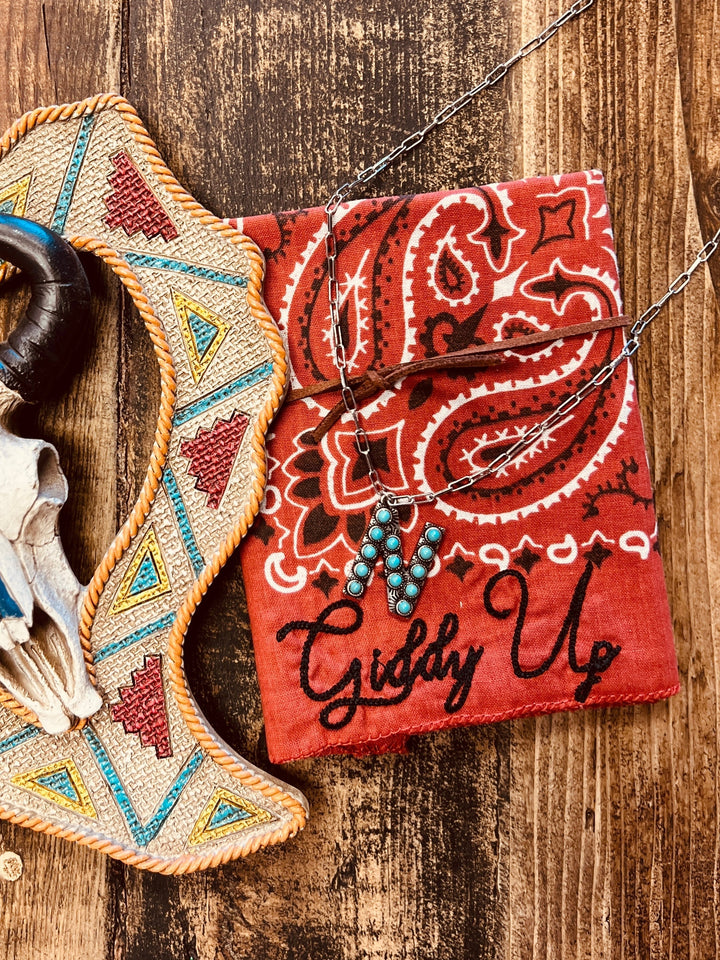 Turquoise Stones Letter Necklace | gussieduponline