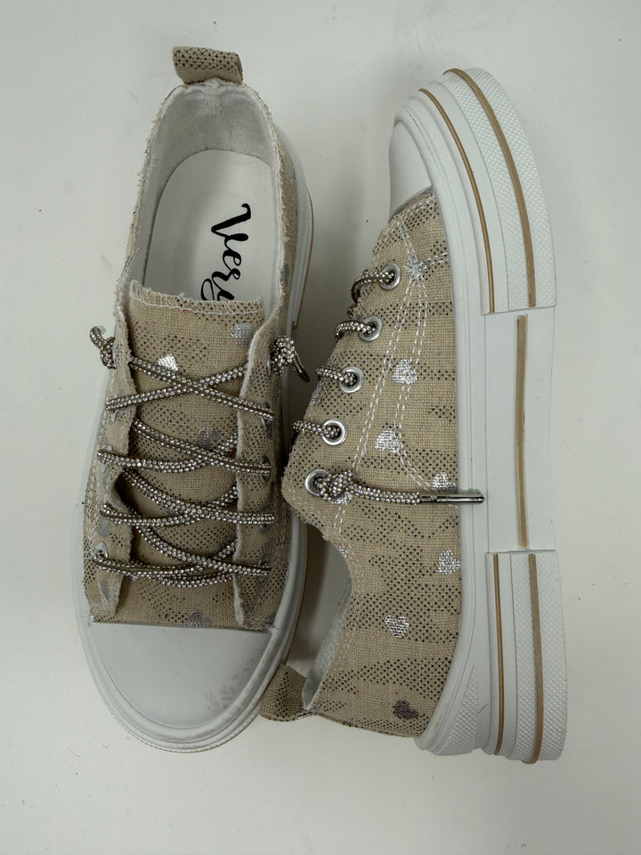 Aman Natural & Silver Heart Sneakers