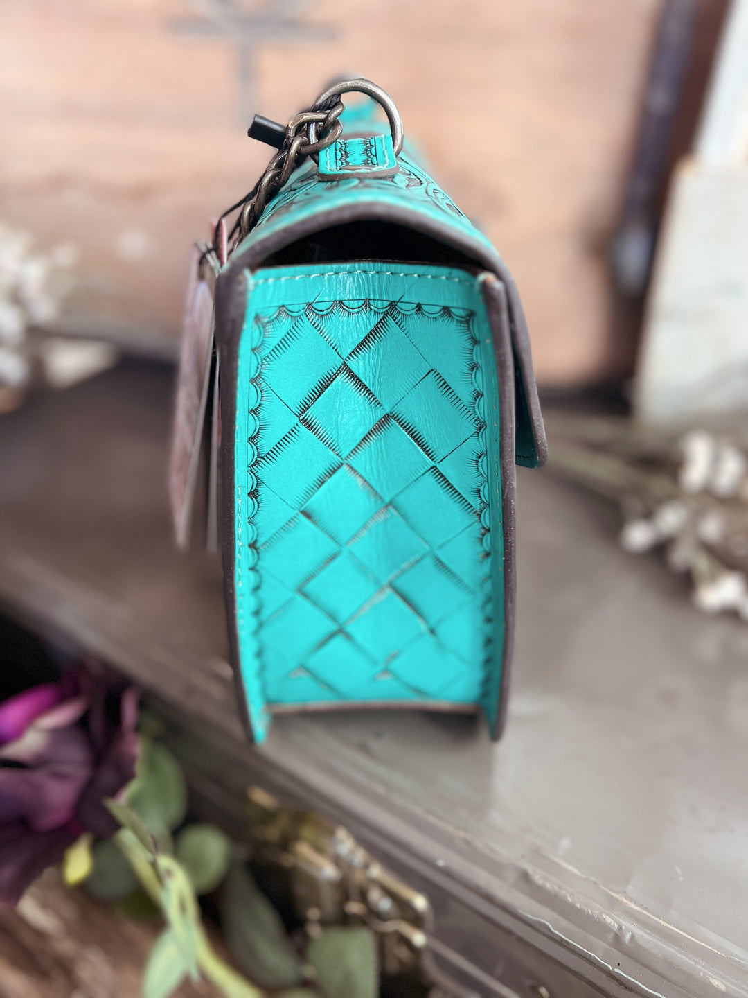 Darling Tooled Leather All-Around Belt Buckle Bag - 3 Colors