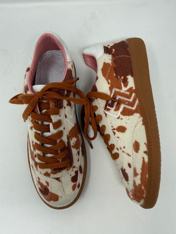 Mary Brown Cow Print Sneakers