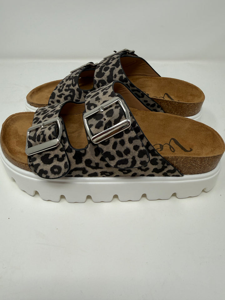 Jazmin Grey Leopard Platform Sandals
